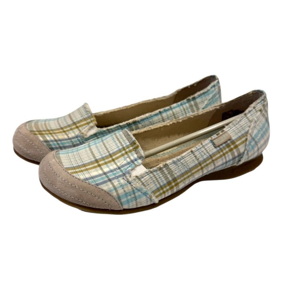 Mudd Women's Preform Plaid Flats Green Blue Slip On Size 10M NEW - Picture 9 of 9